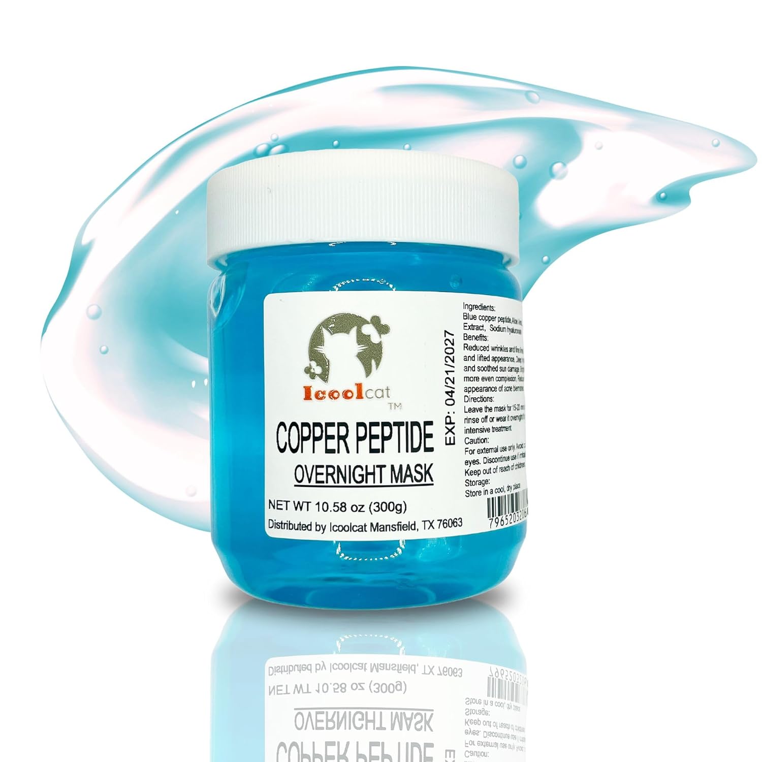 Blue Copper Peptide Repair Ice Crystal Mask - Overnight Wrinkle Reduction, Elasticity Boost, Hydration and Repair sun damage, 10 oz