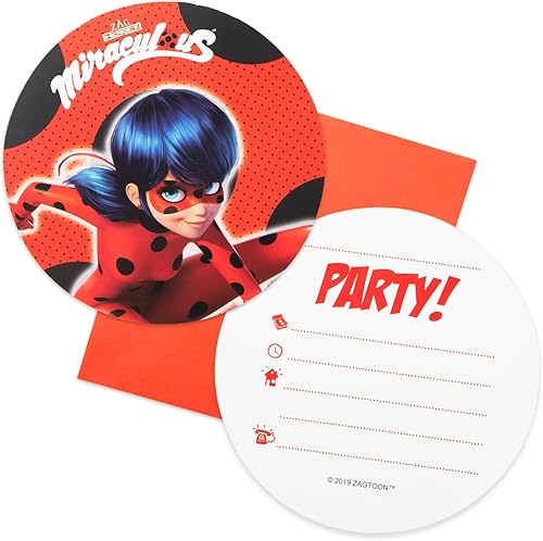 Procos 91351 - Invitaciones y sobres, 6 de cada uno, Mariquita milagrosa, cumpleaños de niños