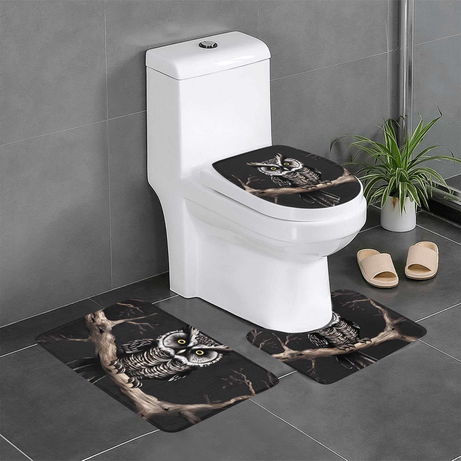 Tapis de salle de bain 61 x 40,6 cm rectangulaire en U et O pour WC et baignoire