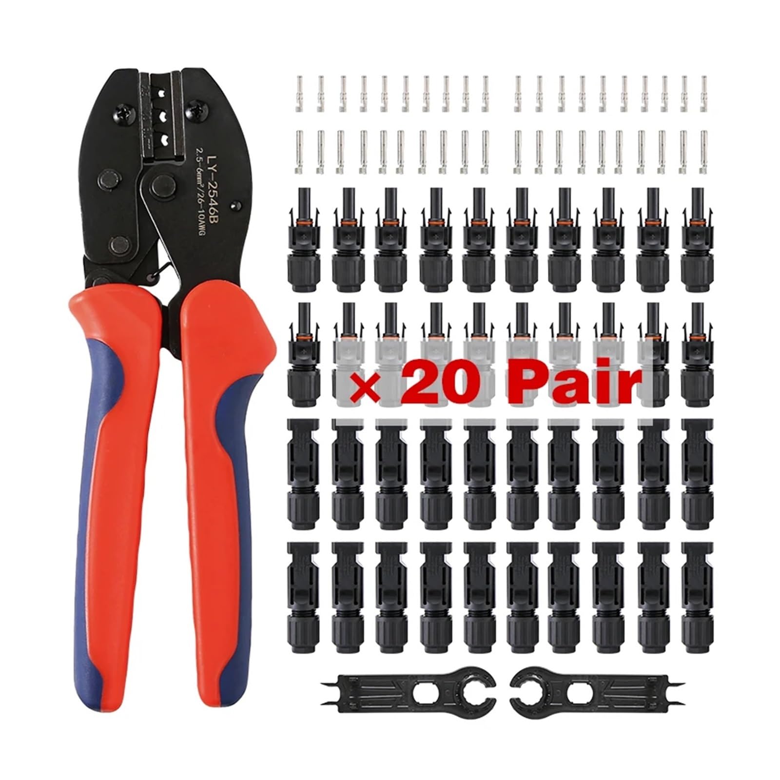 10 Paar Solar-PV-Steckverbinder mit Crimpzange, 1000 V, 30 A(20Pair and Tool)