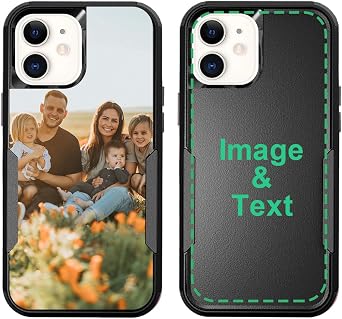 Custom Phone Case for iPhone 12 with Photo Text,Customized Picture Cases,Personalized Name Cover for Birthday Xmas Valentines,Heavy Duty Dual-Layer Shockproof Drop Proof Protection