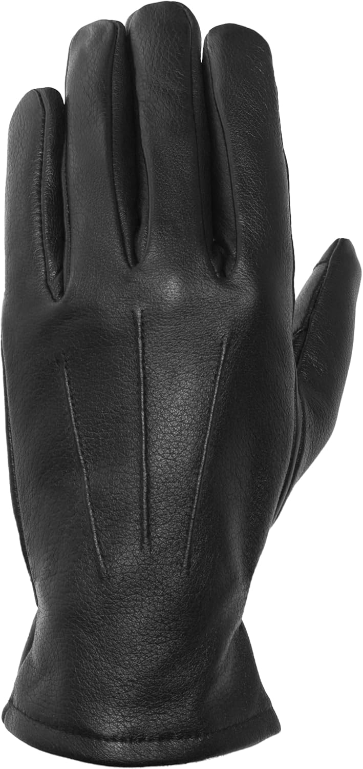 Gondola Men’s Black Leather Gloves w/Thinsulate (Touchscreen) Great for Winter Driving and Riding (Sheepskin) - Image 3
