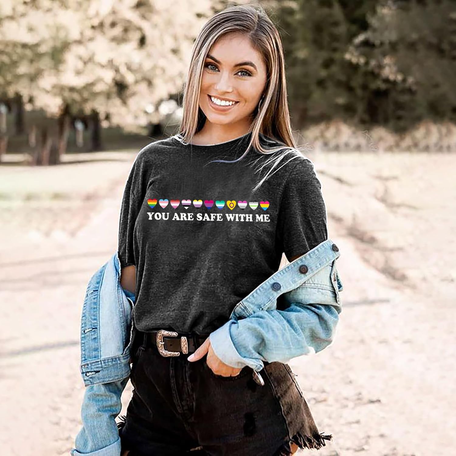 Pride Shirts for Women Lesbian Rainbow Letter Print T-Shirt LGBT Equality Tee Gay Pride Short Sleeve Top Blouse - Image 4