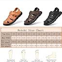 FIYIDYM Men's Sport Sandals Closed Toe Outdoor Handmade Leather Sandal Adjustable Summer Fisherman Beach Shoes, Brown, 9.5 gallery image