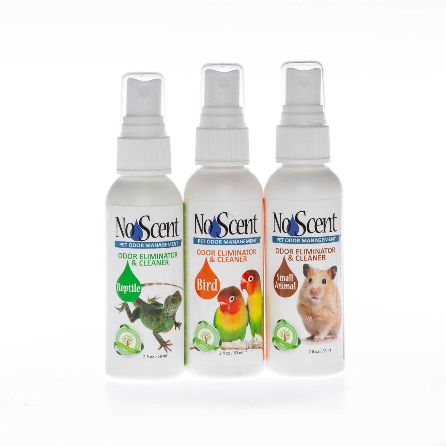No Scent – Reptile, Bird, and Small Animal Odor Eliminator – Safe for Pets and All Surfaces – Multi-Pack, 2oz (Pack of 3)