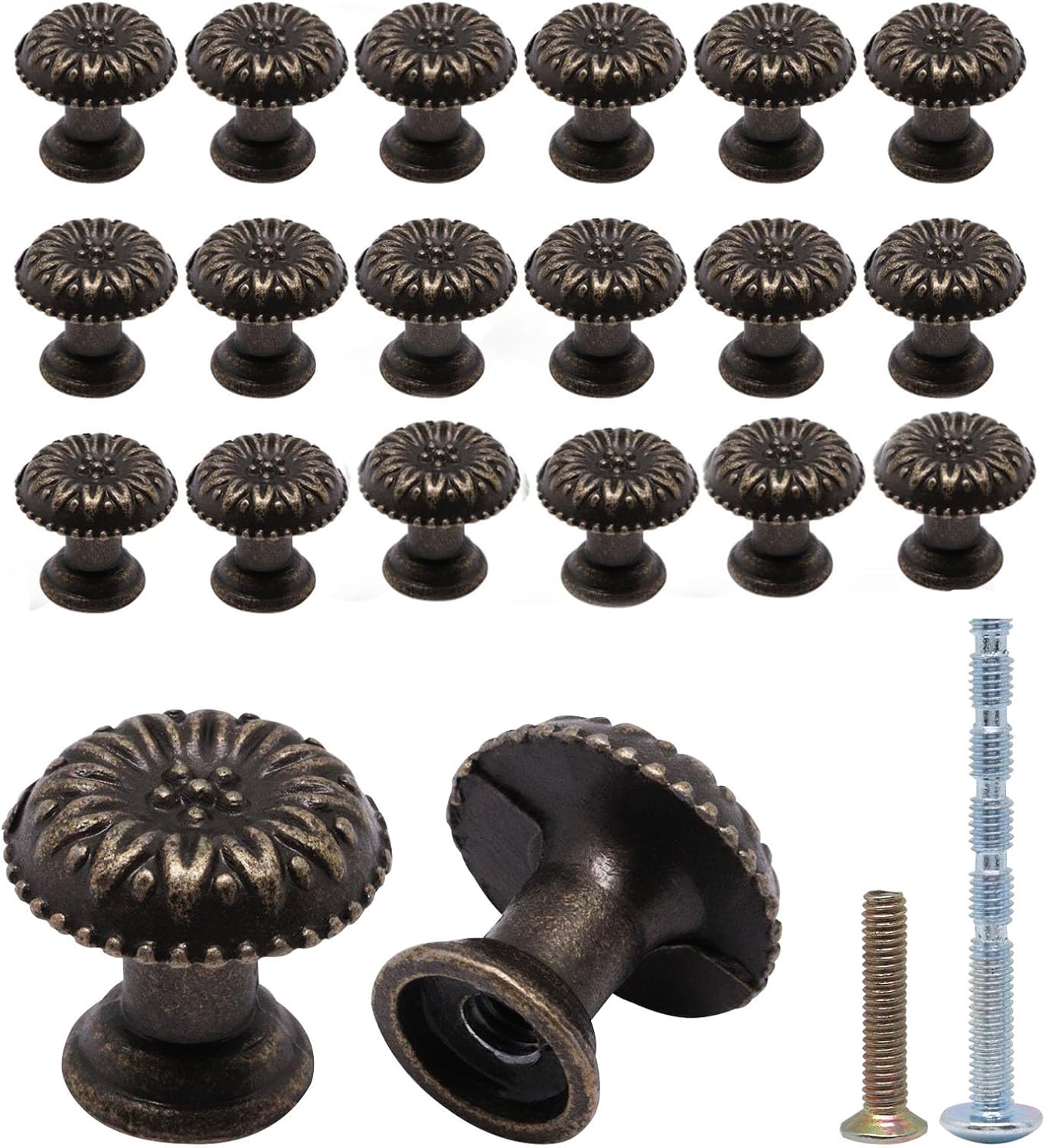 14pcs Drawer Knobs Vintage, Mini Drawer Pulls, Small Knob for Jewelry Box, Zinc Alloy Mini Knob Handles for Wood Case Cabinets Closet Cupboard (Bronze)