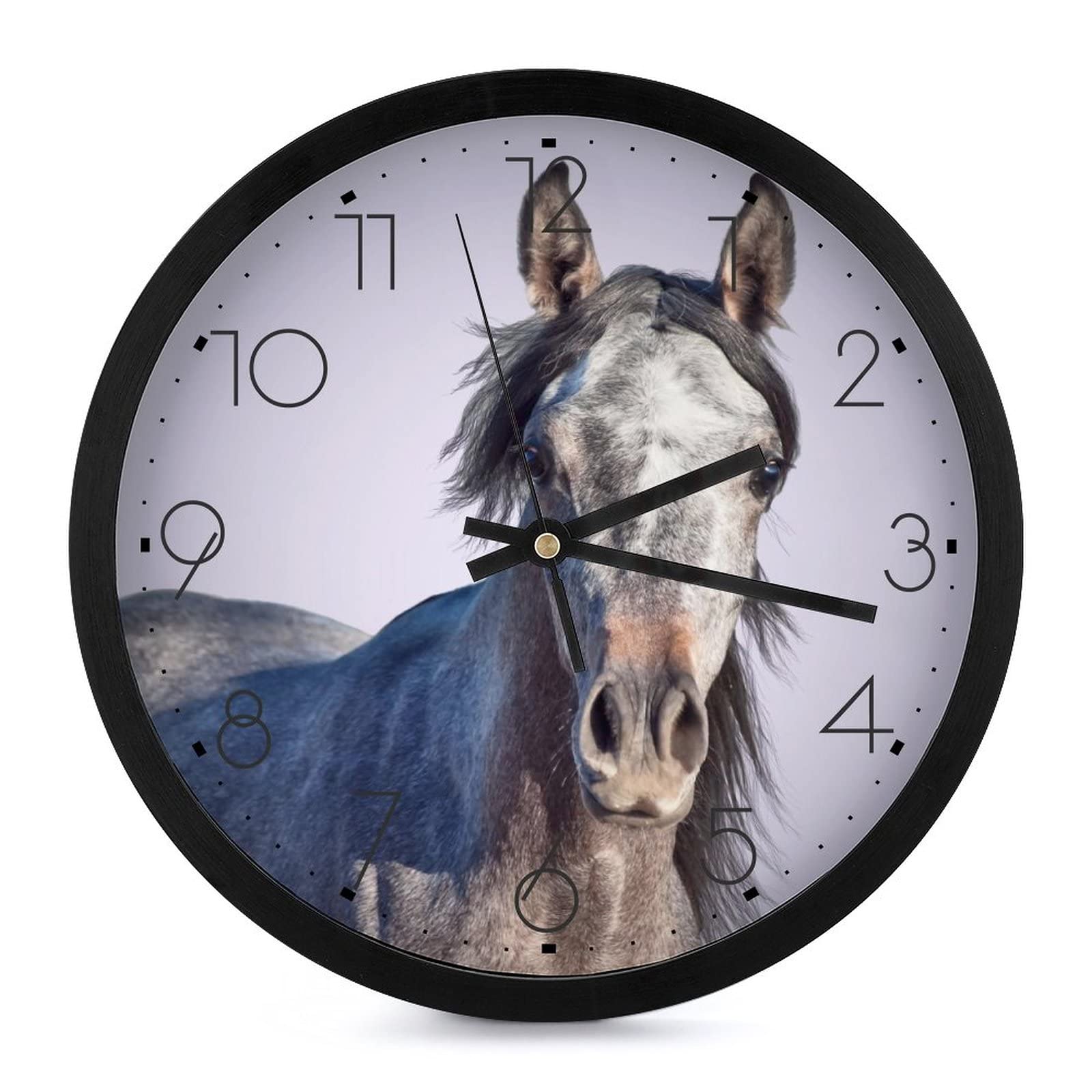 Horloge murale ronde cheval blanc de 25.4cm pour décoration moderne du salon