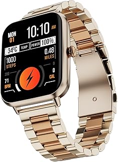 Fire-Boltt Ninja Blaze Smart Watch, Stainless Steel Strap & Steel Body, 1.83” Display Bluetooth Calling Built-in Mic & Speaker, 120+ Sports Modes, Smartwatch for Man and Woman Rose Quartz