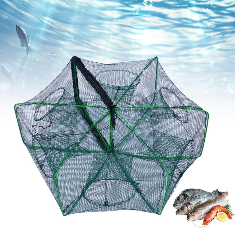 The Magic Foldable Fishing Trap, 2024 Upgrade Auto-Foldable Strengthened Fishing Trap Net, Fish Bait Traps for Fishing, Crab Crayfish Fish Minnow Crawdad Shrimp Nets Trap