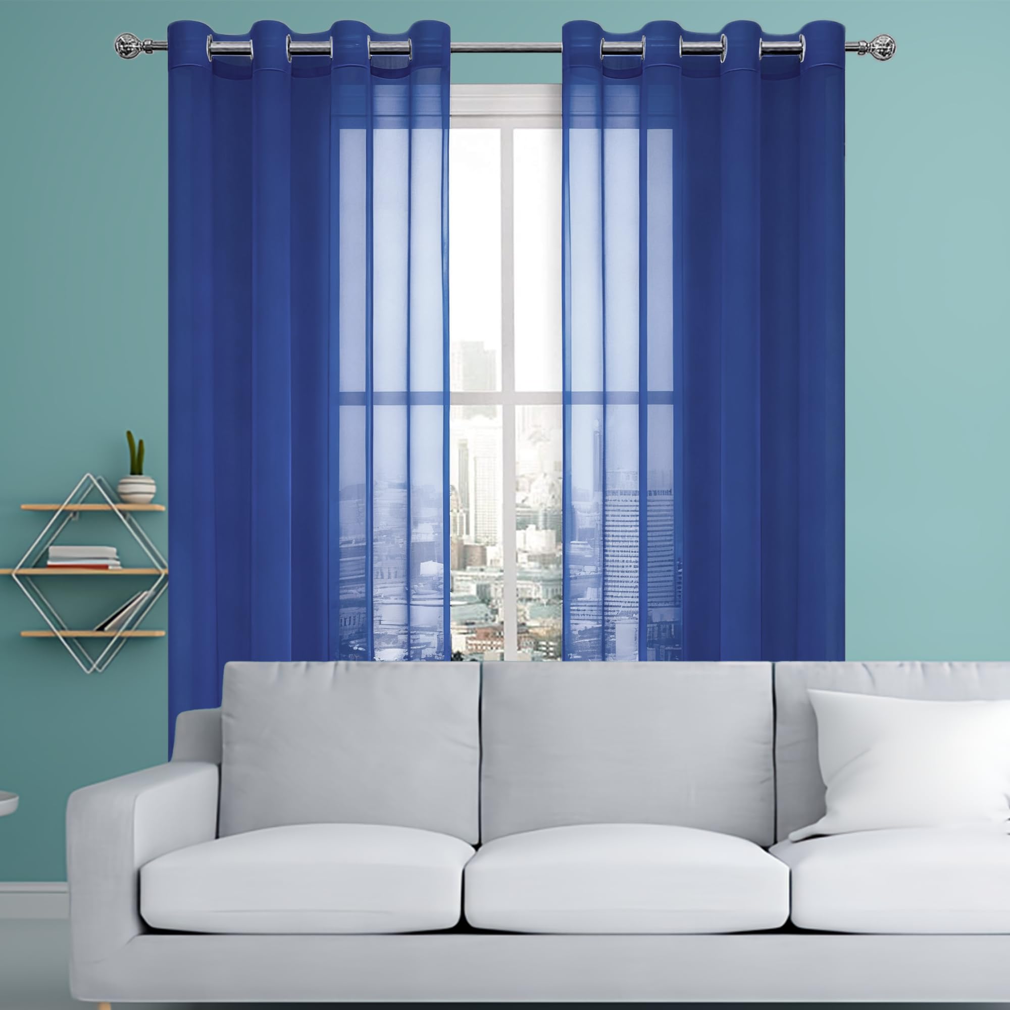 Voilage transparent bleu foncé 300x320 pour sublimer votre chambre
