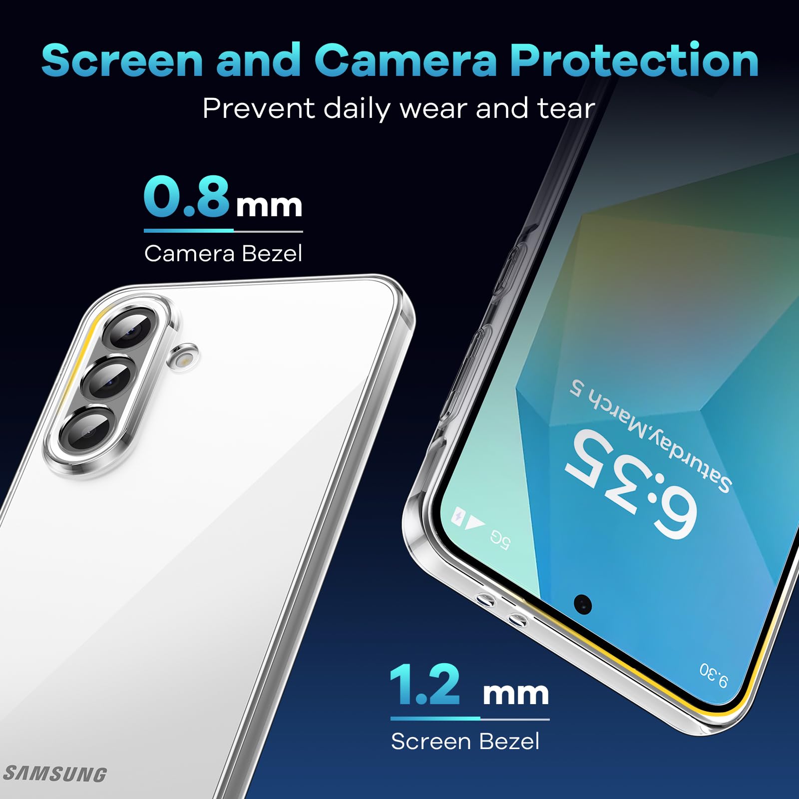 caslord Custodia per Samsung Galaxy A56 5G con 3 Vetri Temperati, Custodia Protettiva Antigiallo Antiurto Antigraffio, Custodia Protettiva in Silicone TPU Trasparente per Galaxy A56, Trasparente