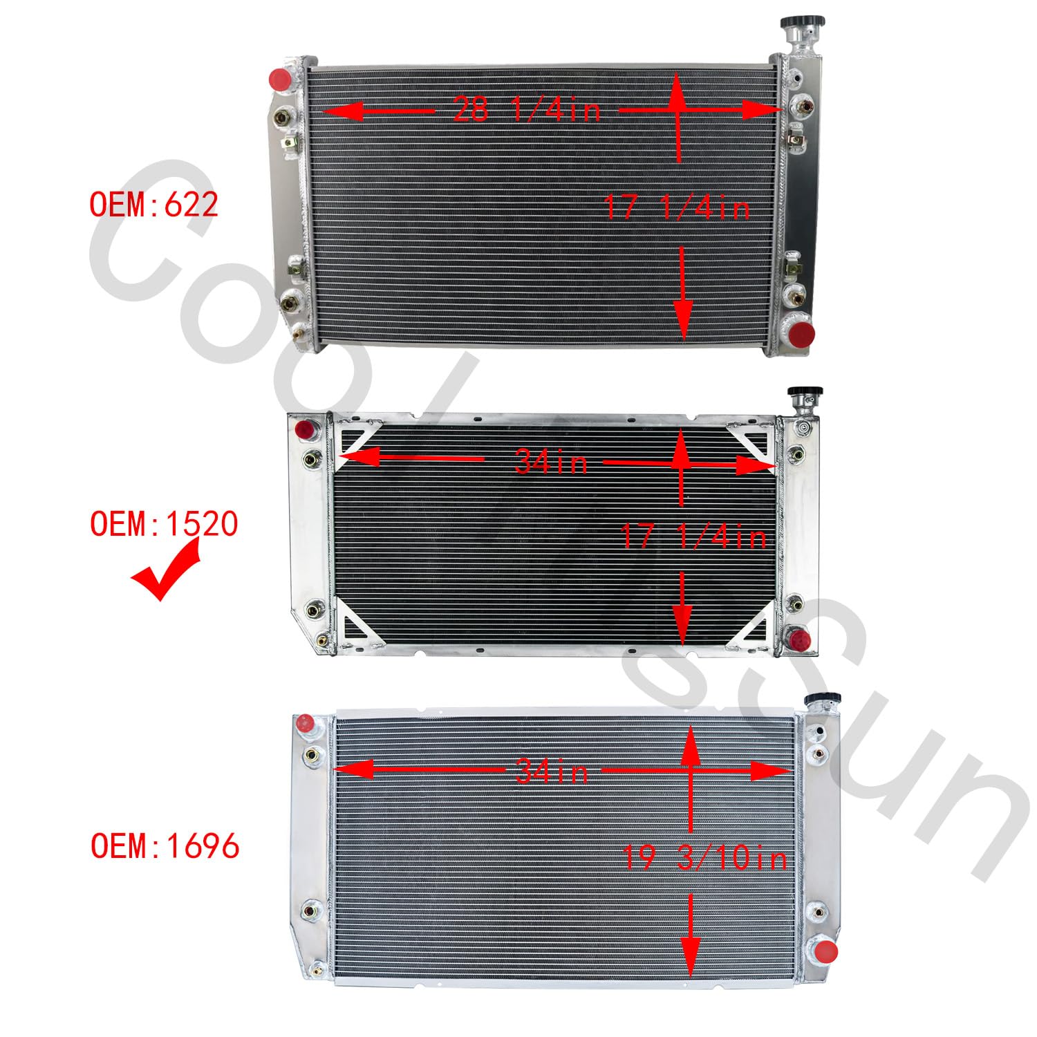 Amazon | アルミラジエーター シボレー/GMCC1500 C2500 C3500 K1500 