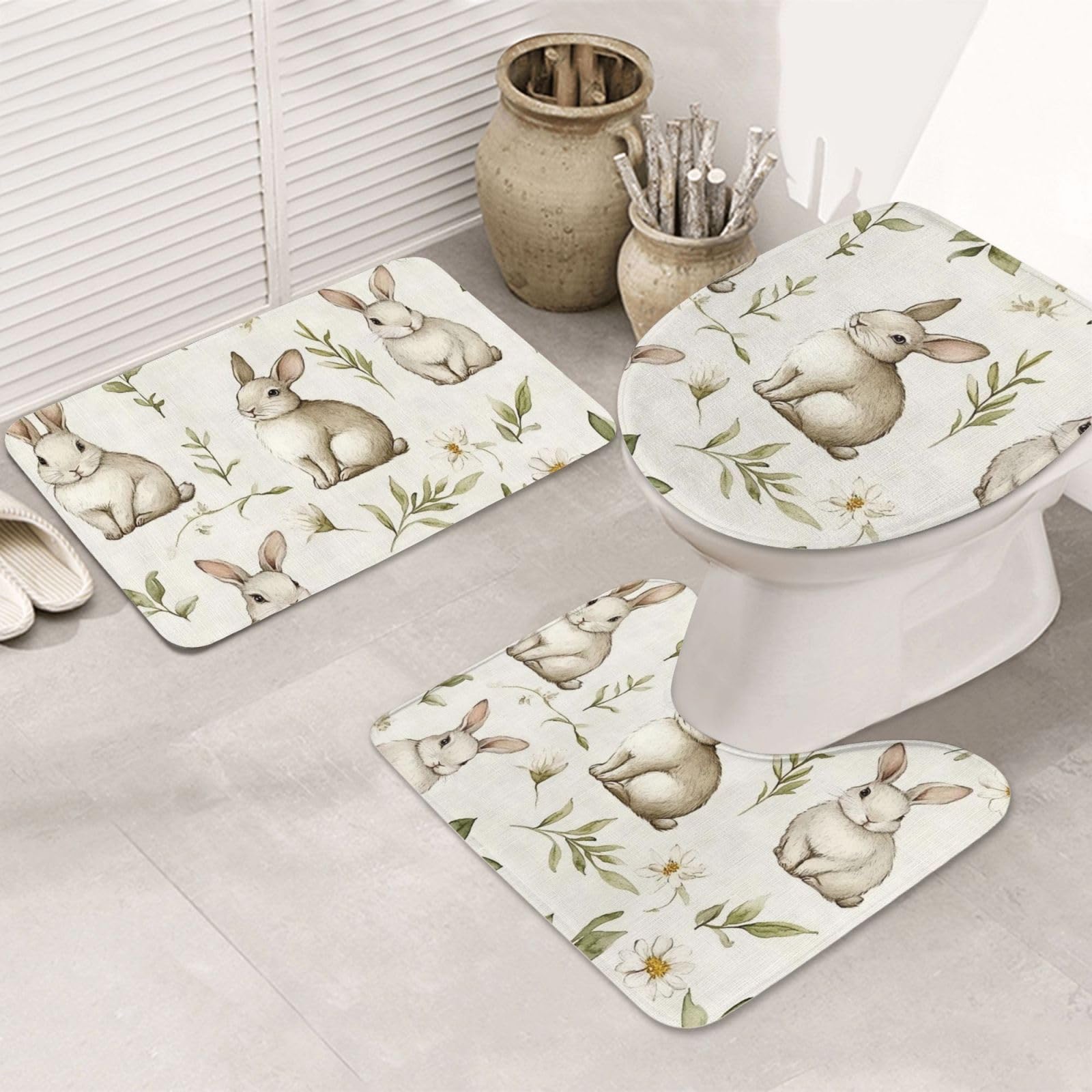 Juego de 3 alfombras de baño lavable microfibra alfombrilla contorno funda asiento inodoro