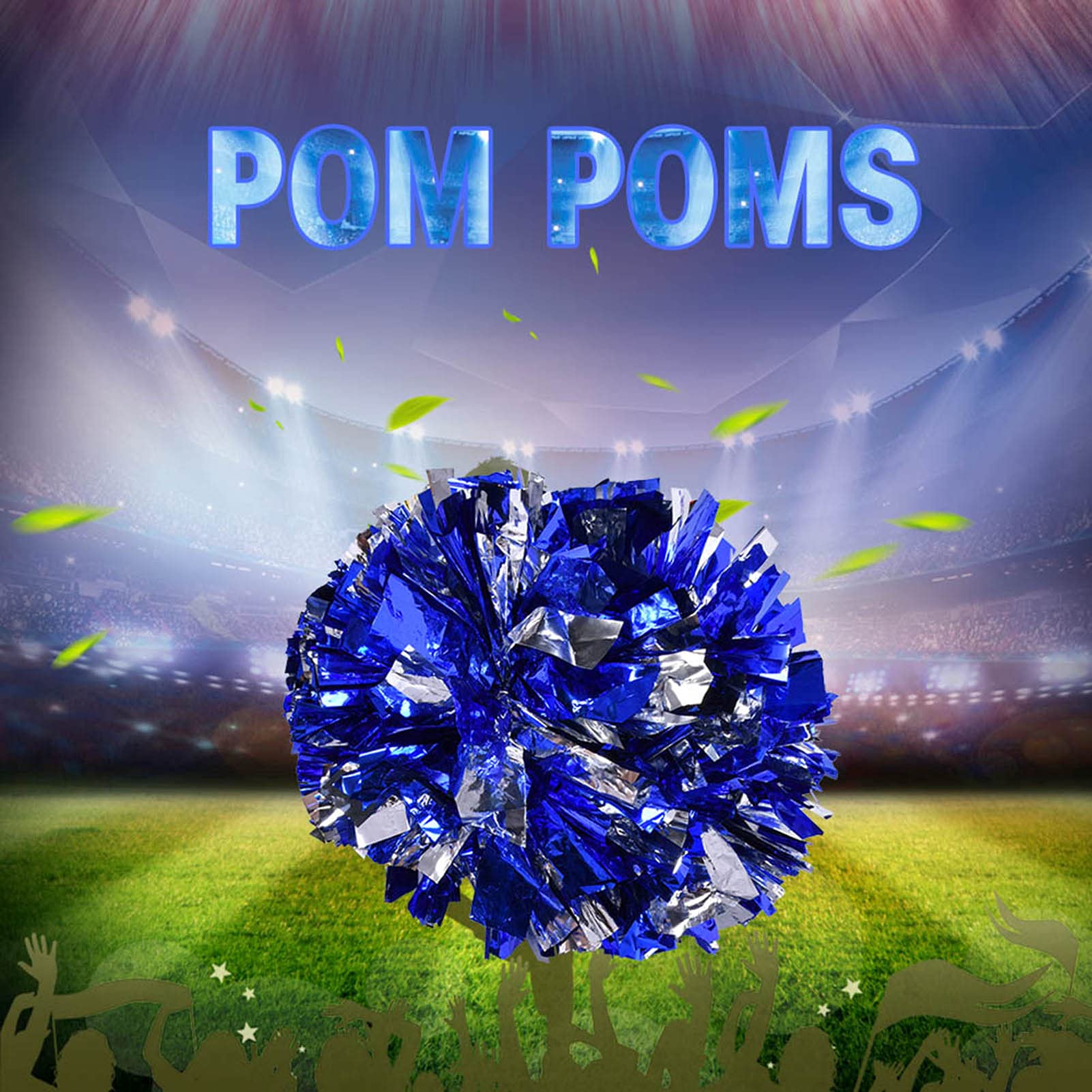 Essoirst Cheerleading PON PON - Cheerleader Aerobica PON PON Pompon per Feste da Ballo Scuola Competizione Sportiva 1 Paio(Blu+Argento)