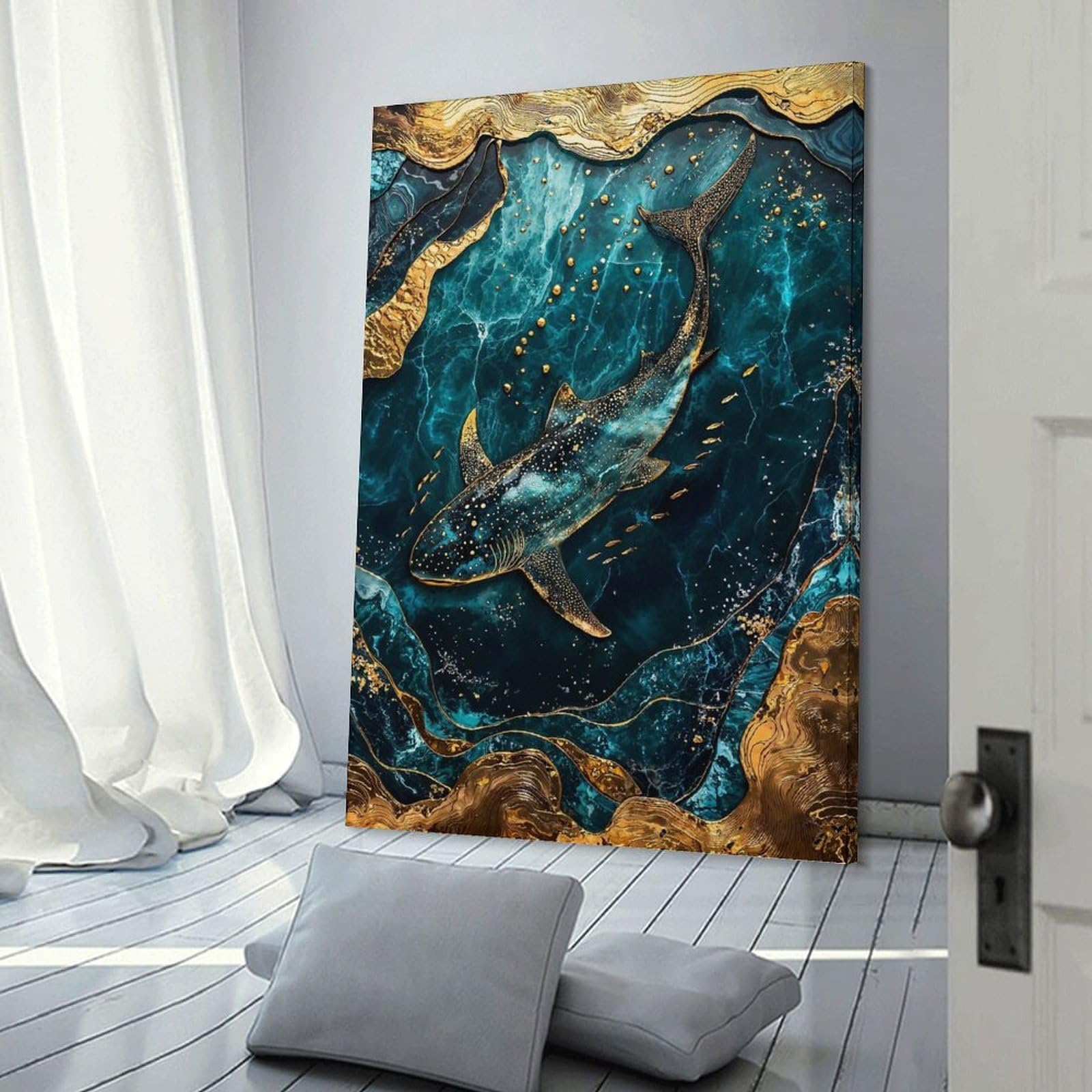 Junmoney Canvas Art Print Eternal Wanderer Kintsugi Art, 12x18inch(30x45cm), for New Homes, Bedrooms Or Workspaces, Thoughtful Wall Decor for Art Lovers
