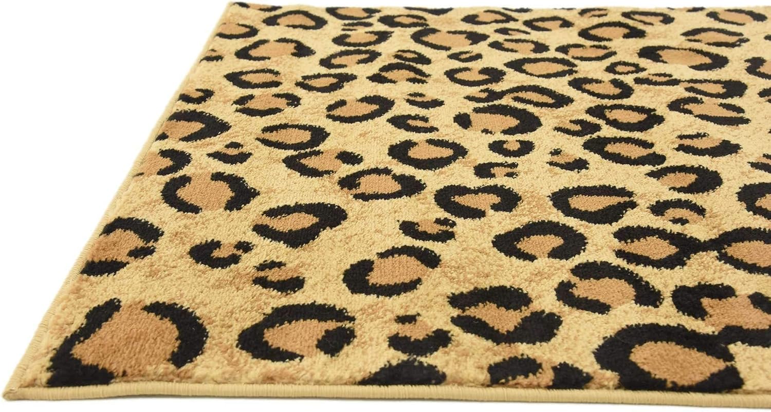 Unique Loom Wildlife Collection Area Rug - Leopard (3' 3" x 5' 3" Rectangle, Light Brown/ Black)