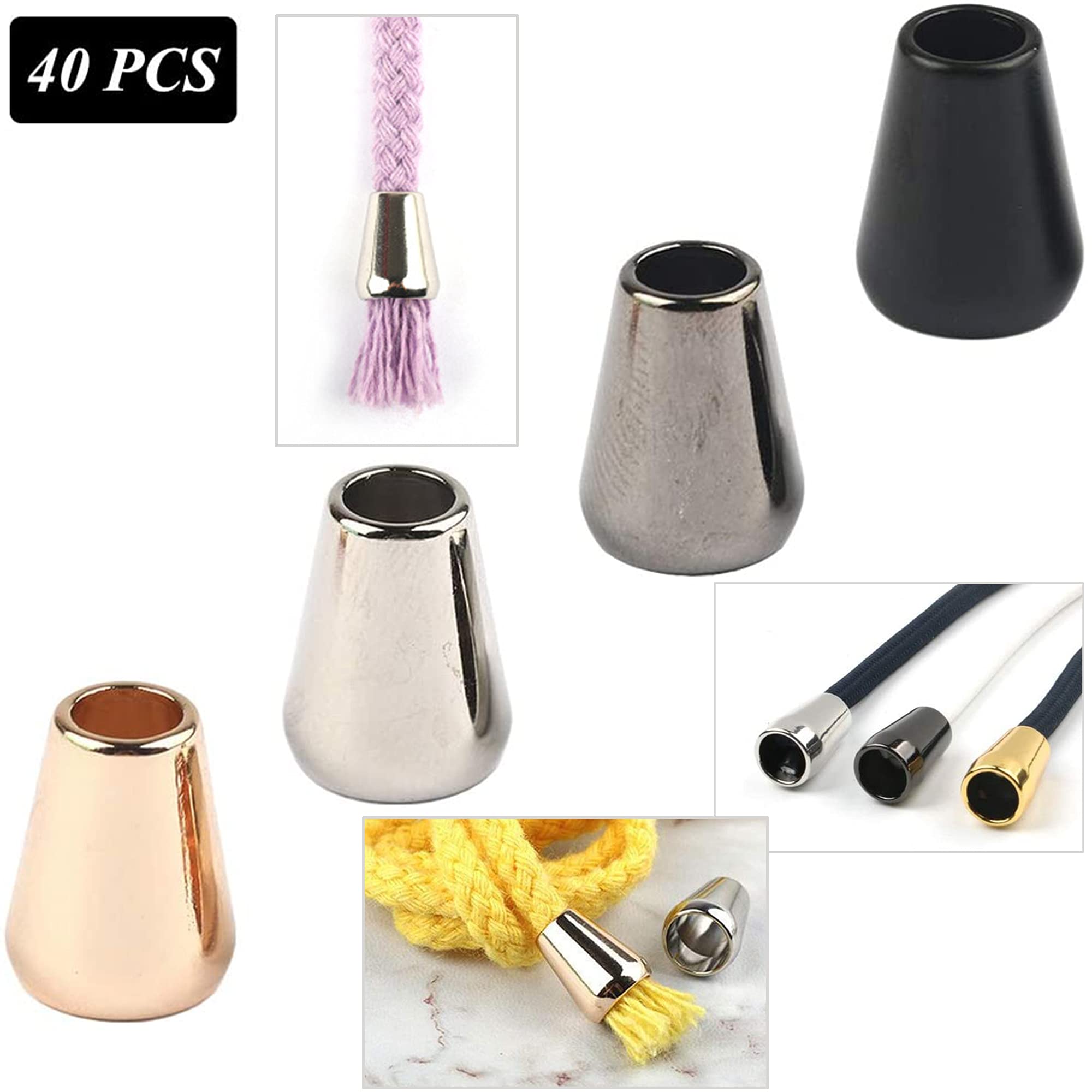 50 stuks metalen koorduiteinden - 4 stuks 20 mm roestvrijstalen eindkappen - Voor doe-het-zelf veters, hoodies, strandbroeken, hoodies, schoenen, sportschoenen