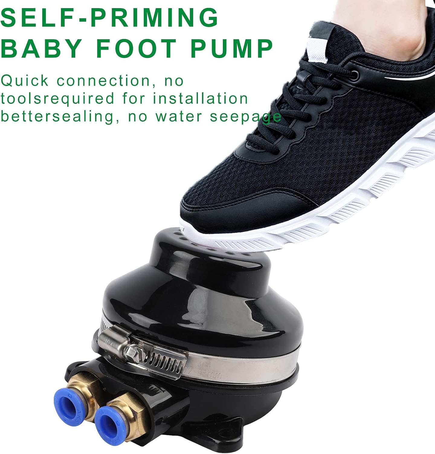 Horsmile Foot Water Pump, Manual Freshwater Bilge Pump, Self Priming Sink Pump, Connects to 1/2" Flexible Hose, 2.2 GPM Max Flow Rate for Marine RV Boat Galley Toilet Wash Basin : Sports & Outdoors
