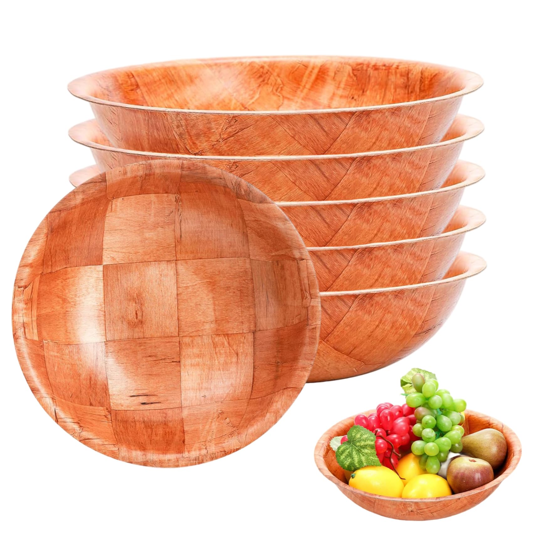 Ensaladera de Madera, 6 Unidades/Juego, ensaladera de Madera Natural apilable Redonda de 10 Pulgadas, Herramientas de Cocina rústicas para Frutas, Verduras, de ..