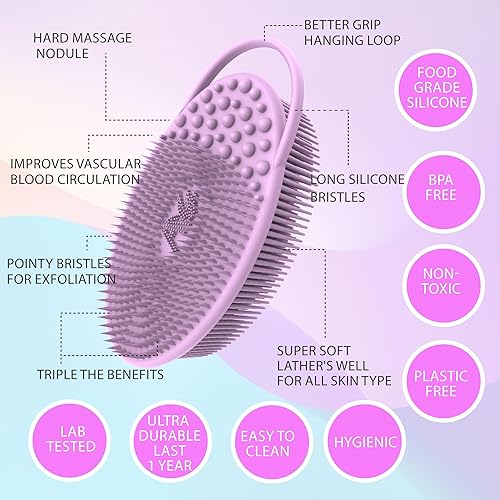 Miniatura 3 de Avilana Exfoliante corporal de silicona fácil de limpiar, enjabona bien, de larga duración y más higiénico que la esponja tradicional