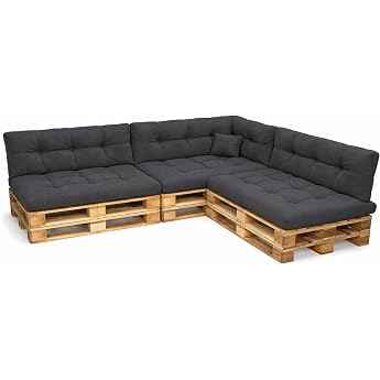 POKAR Palettenkissen Palletenauflagen Palettenpolster Palettensofa Palettenm&ouml;bel 8er Set: Sitzkissen 120x80 + R&uuml;ckenlehne 120