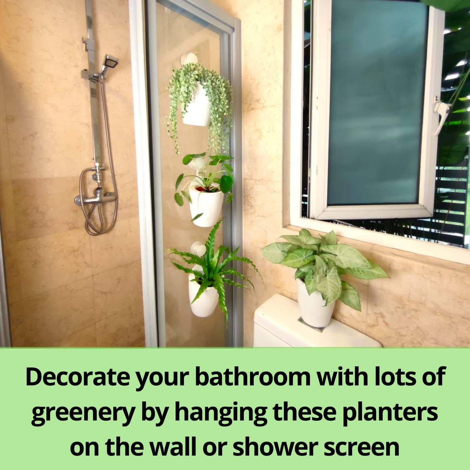 LaLaGreen Wall Mounted Planters for Indoor Plants - 10 Pack, 5 Inch Self Watering Plastic Pot, Living Hanging Eco Wall Planter System, Trendy Live Wall Garden for Herb, White - Image 8