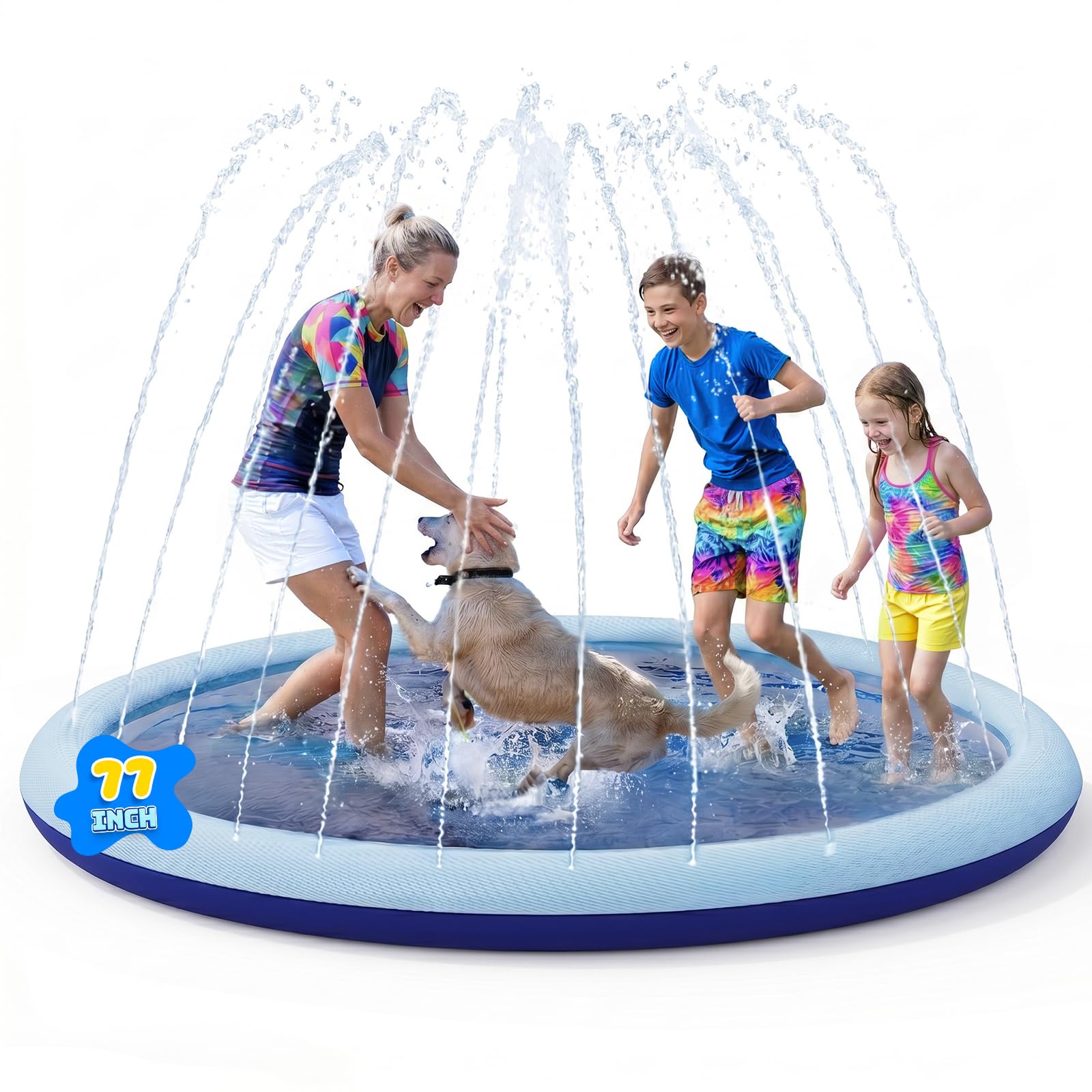 COMMOUDS Splash Pad for Kids and Dogs, Thickened Kiddie Sprinkler Pool