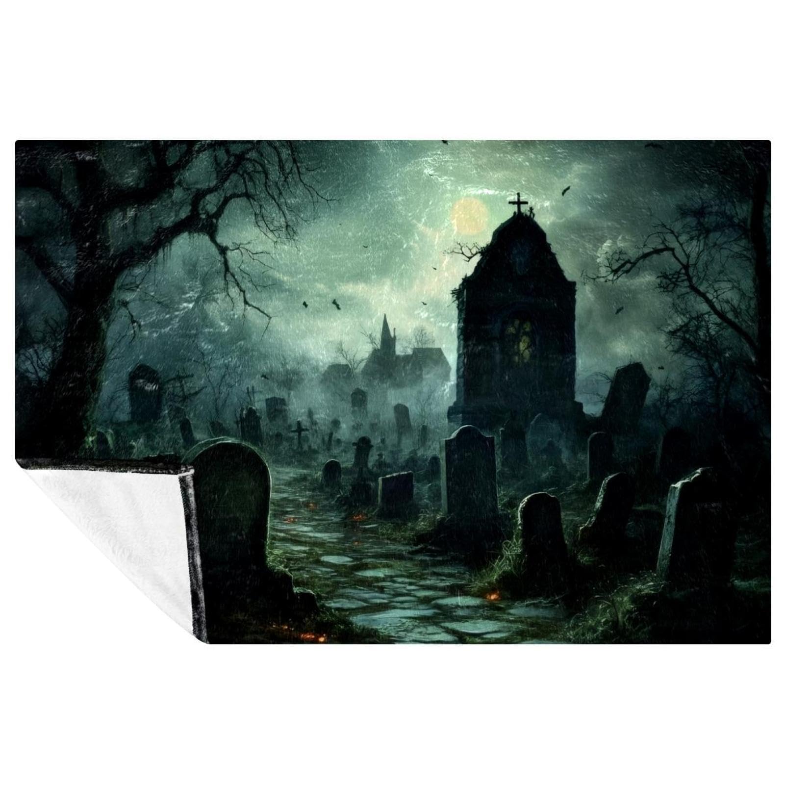Couverture cimetière effrayante douce et chaude pour lit canapé pique-nique camping