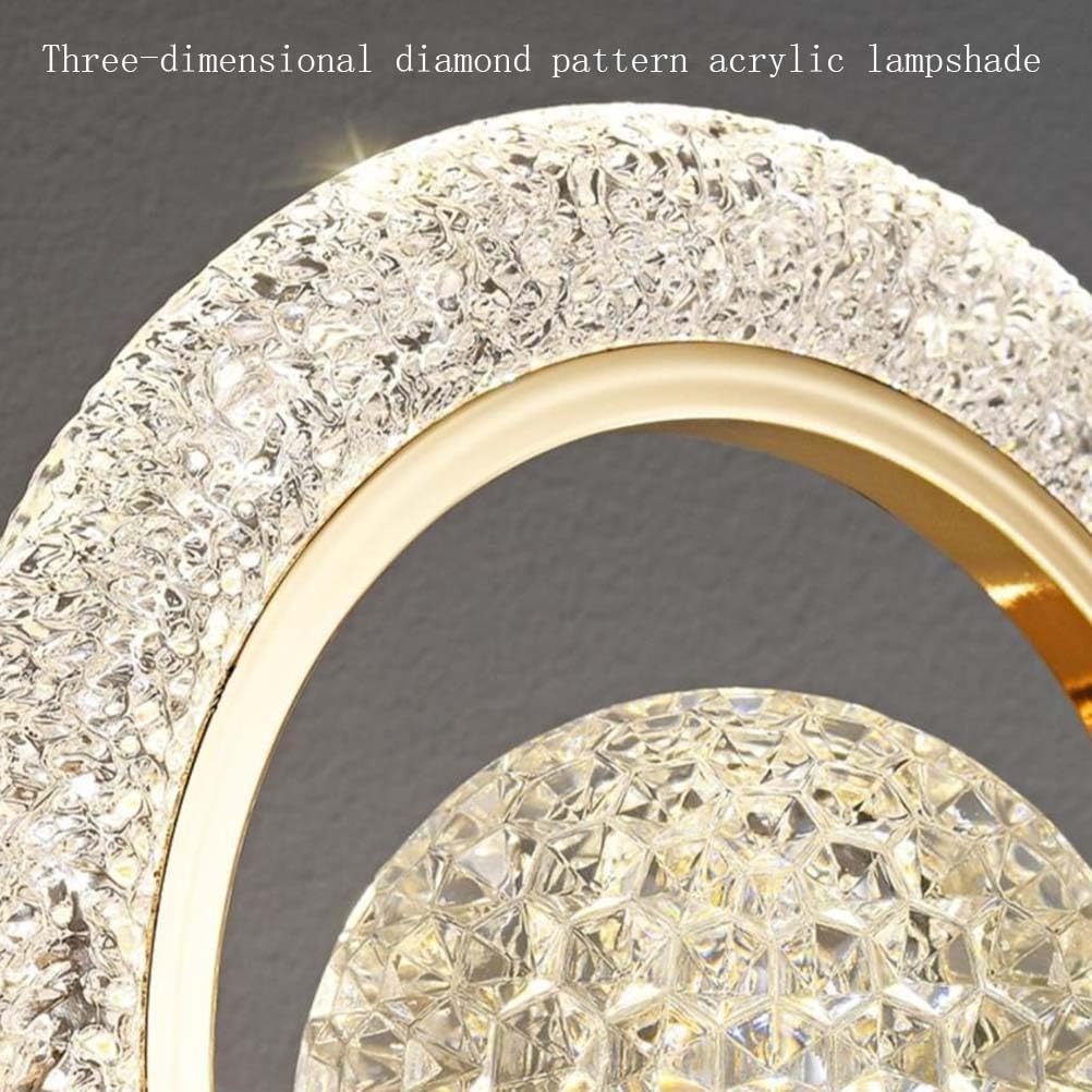 AoLa 12W LED Wandleuchte Rund Innen Gold Wandlampe mit Kugel Acryl Lampenschirm 2 flammige Wandbeleuchtung 3 Farbtemperaturen 3000K/4000K/6000K Nachttischlampe für Schlafzimmer Wohnzimmer Flur