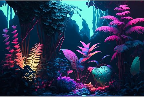 Jungle Aquarium Background Dense Jungle Leaves Pastel Colors Fish Tank Backgroun