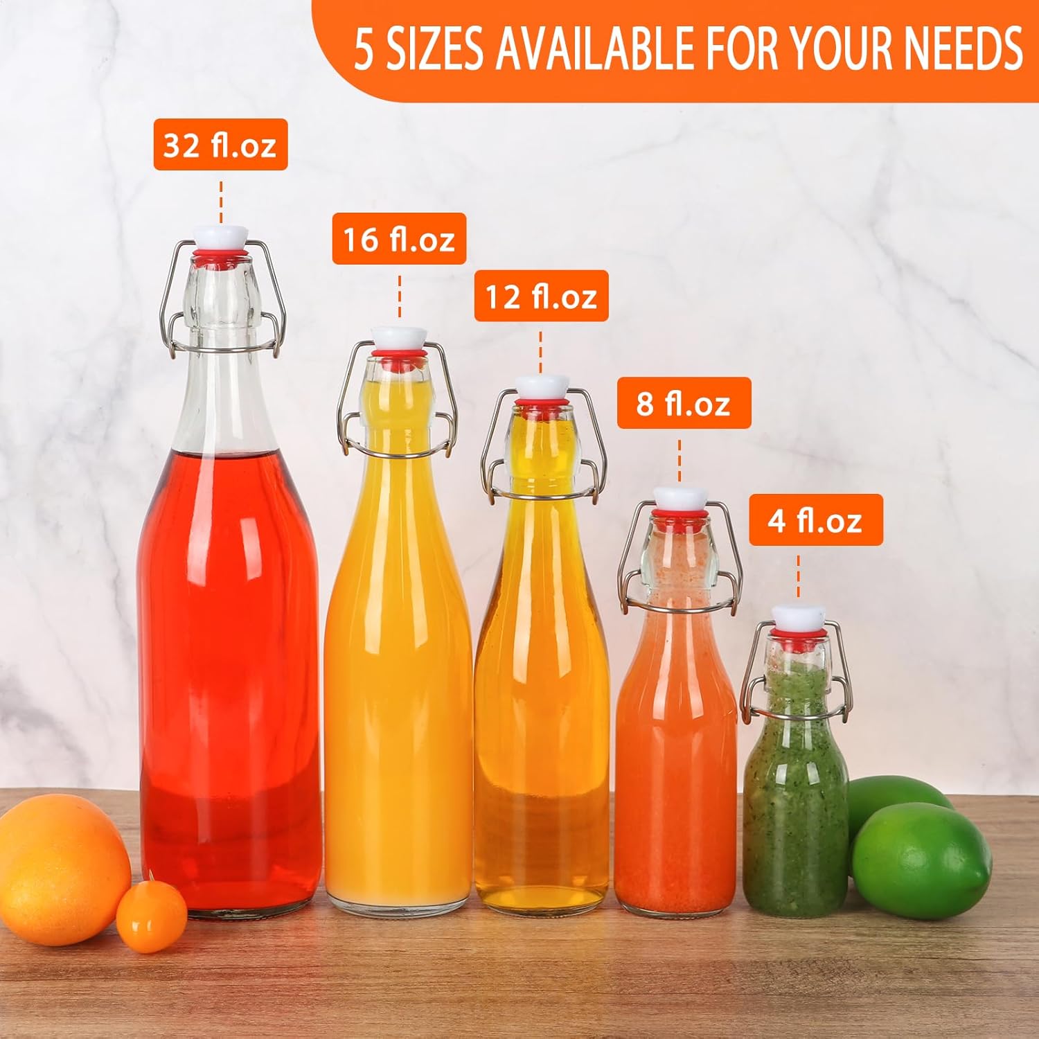 Alotpower Swing Top Glass Bottles 12oz 12Pack, Flip Top Glass Bottle with Airtight Lids for Vanilla Extract Bottles/Home Brewing/Beverages/Oil (12fl. oz, Set of 12) - Image 7