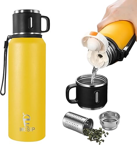 Botella Aislada de Acero Inoxidable, 27oz con Taza Botella de Agua con Aislamiento al Vacío, Termo para Bebidas CalientesBebidas Frías, Aislamiento