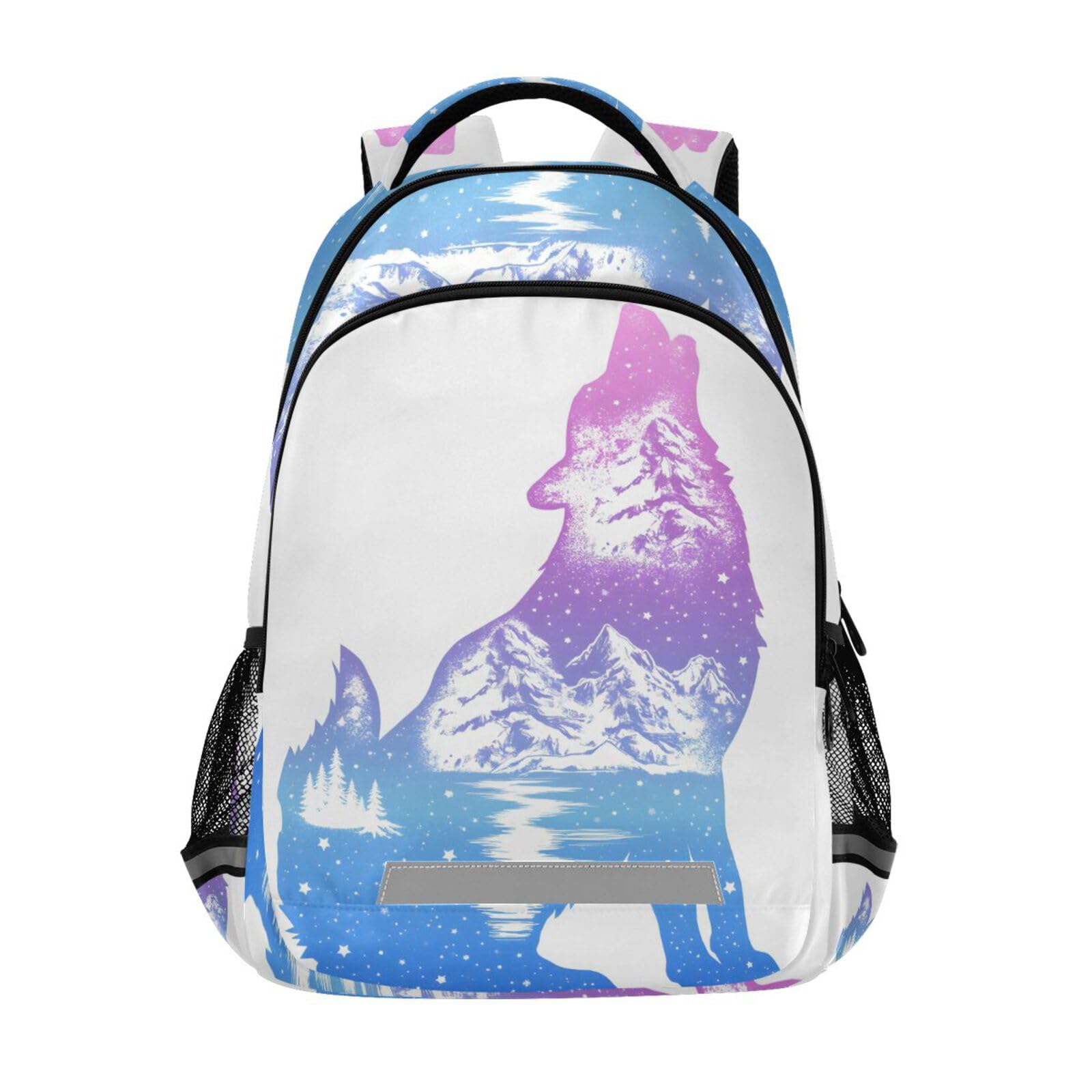 Galaxy Wolf Double Exposure Tattoo Art Backpacks Travel Laptop Daypack School Book Bag for Men Women Teens Kids