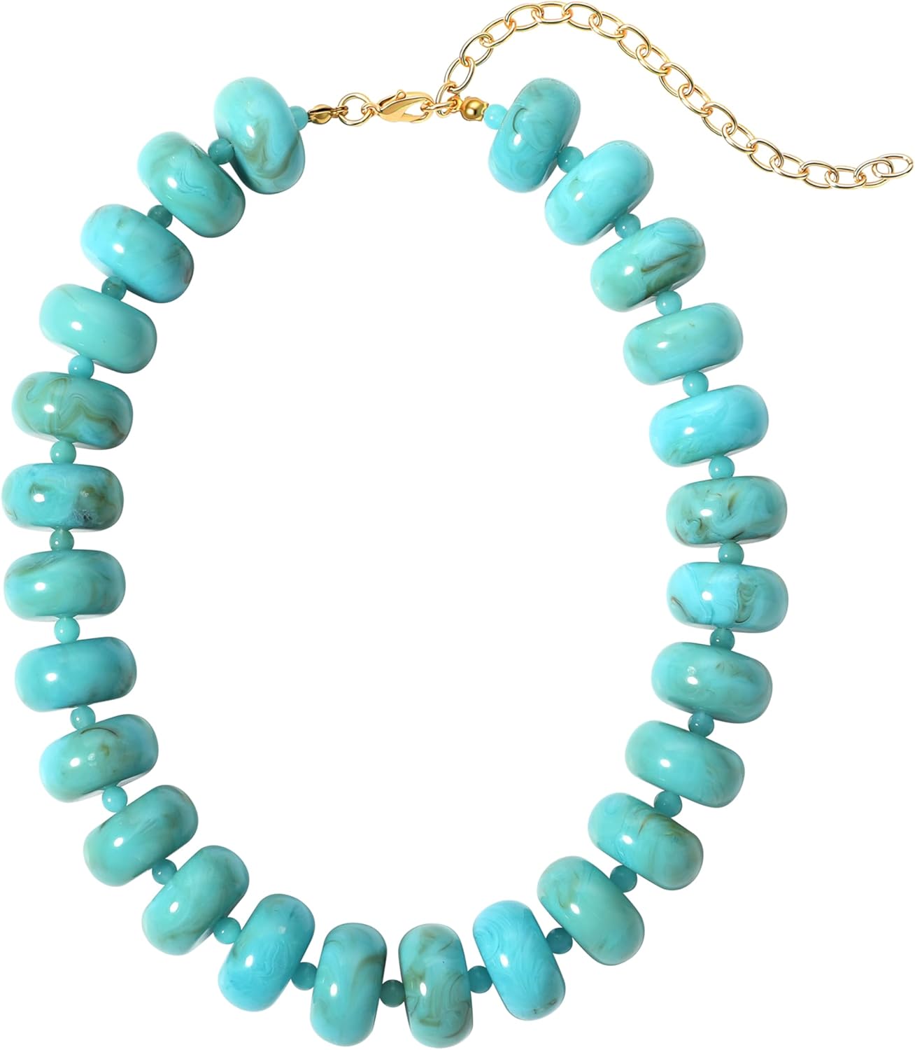 Multi-Color Chunky Beaded Necklace for Women, Vibrant Acrylic Candy Bead Choker Necklace with Adjustable Stainless Steel Clasp, Summer Statement Jewelry for Festivals
