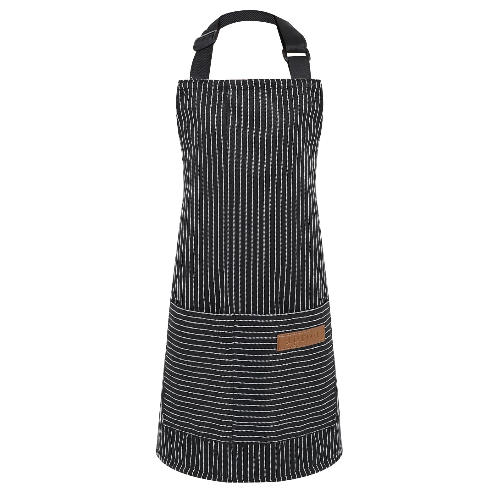 JJUNW 1 delantal para niños, delantal para cocinar, delantal a rayas para niños con 2 bolsillos, bonito delantal para niños y niñas