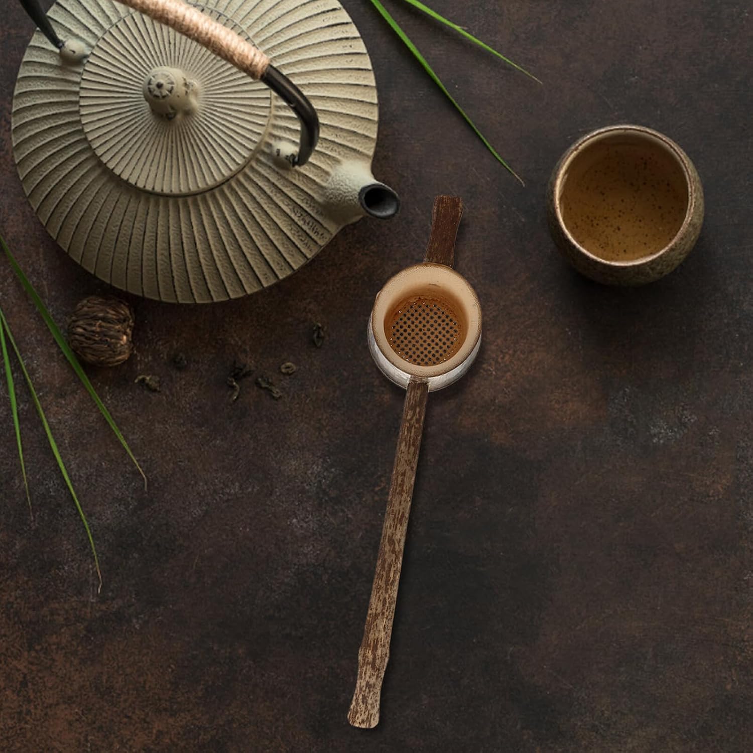 Bamboo Loose Leaf Tea Infuser with Handle and Fine Mesh Filter
