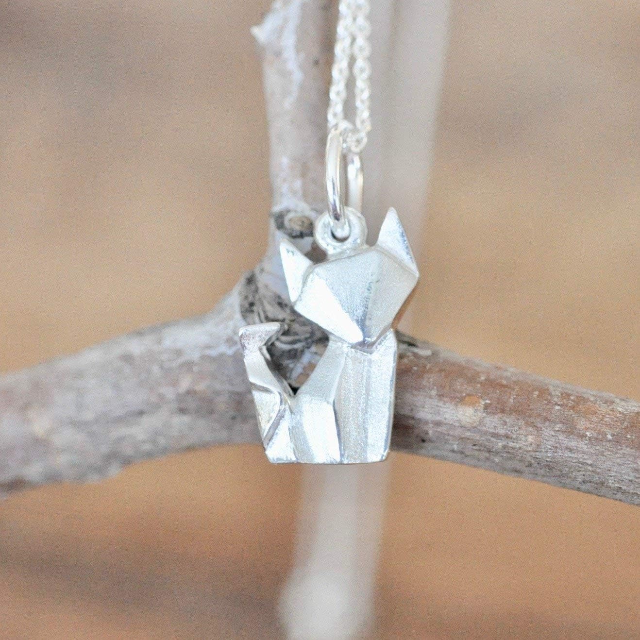 Origami FOX Necklace in Sterling Silver with 18 Inch Chain - Image 3