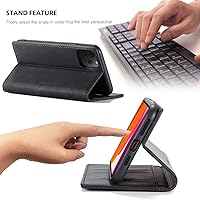 Vista 4 de SINIANL Funda tipo cartera para iPhone 11, funda de piel tipo libro plegable con función atril, ranura para tarjeta de crédito, cierre magnético