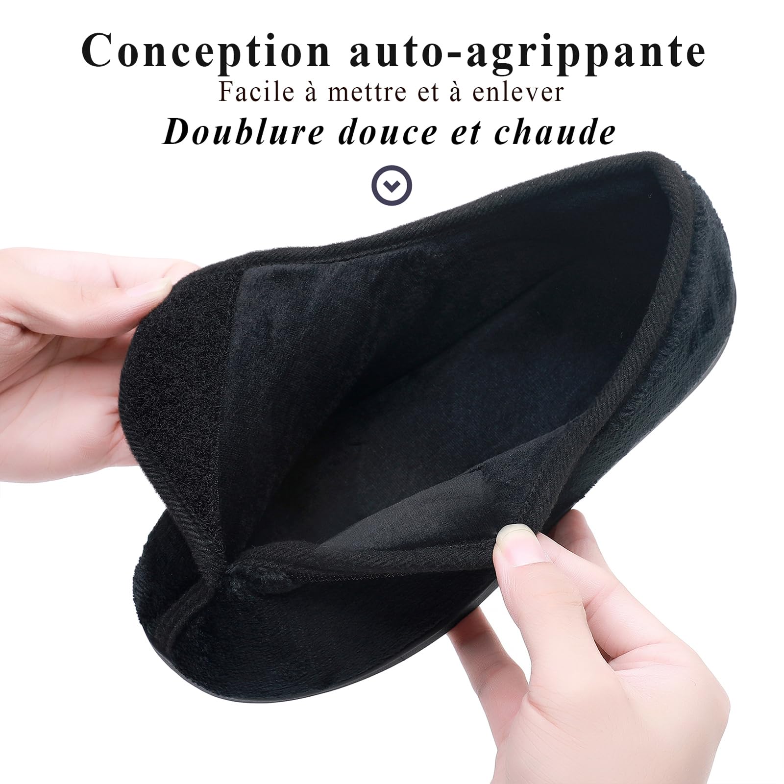 Git-up Pantoufles Diabétiques en Mousse à Mémoire de Forme pour Femmes Arthrite Œdème Chaussons Confortables Réglables Bout Fermé