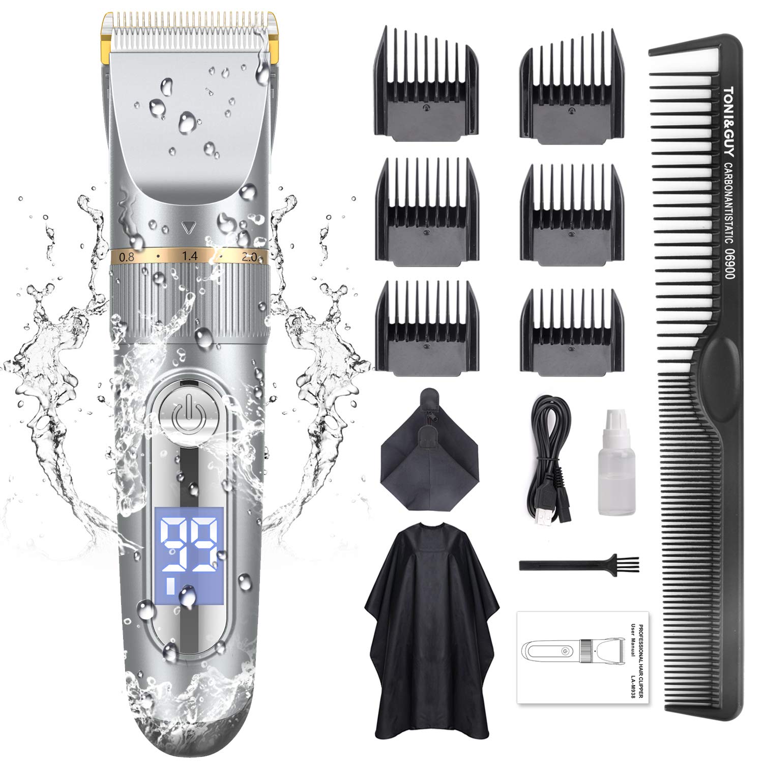 Gooleen Hair Clippers For Men Cordless Hair Clippers Beard Trimmer