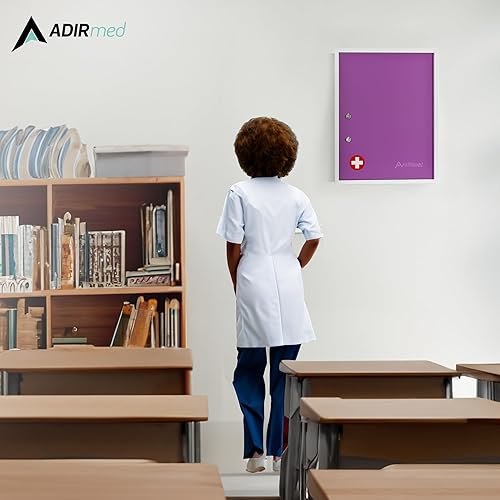 Miniatura 8 de AdirMed Botiquín de medicina con bloqueo, gabinete de primeros auxilios para montar en la pared con cerradura, botiquín de pared con cerradura doble