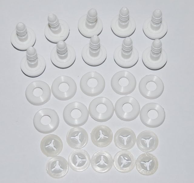 celloexpress Pack of 10 - Regular Animal Joints 25mm White - Teddy Bear & Soft Toy Making Limbs and Head Joints