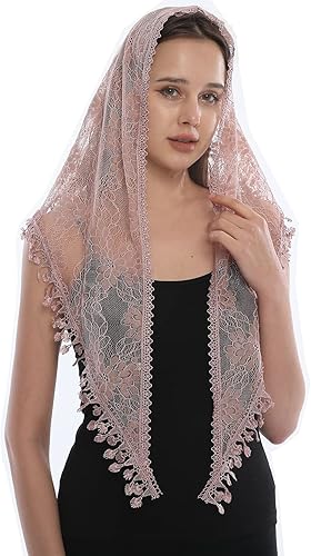 Miniatura 3 de LMVERNA Velo de encaje triángulo mantilla iglesia cabeza cubrir bufanda latina para damas de honor de boda masiva