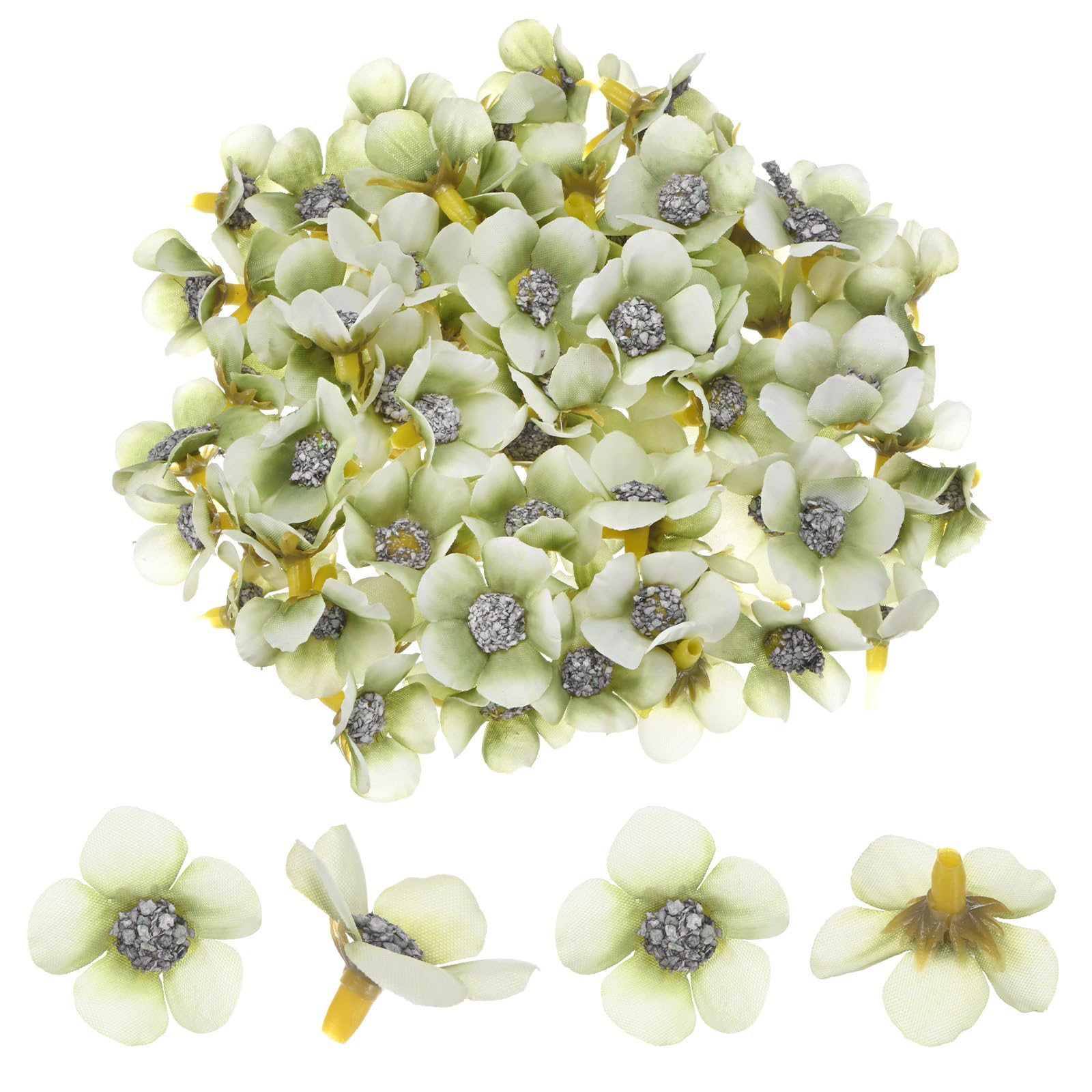 M METERXITY 100-Pack Artificial Silk Flower Heads for Wedding Light Green