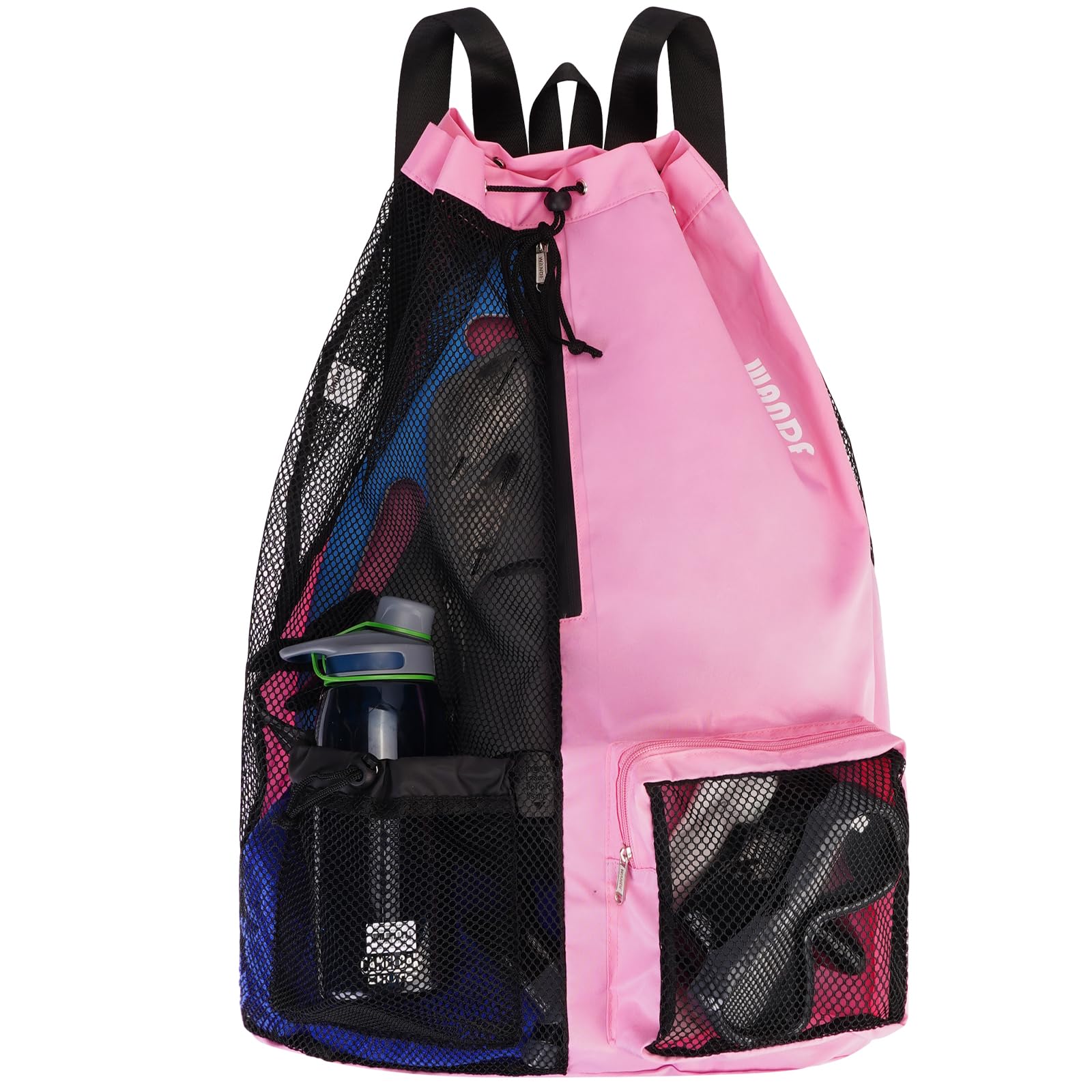WANDF Swim Bag Mesh Drawstring Backpack with Wet Pocket for Swimming, Gym, and Workout Gear