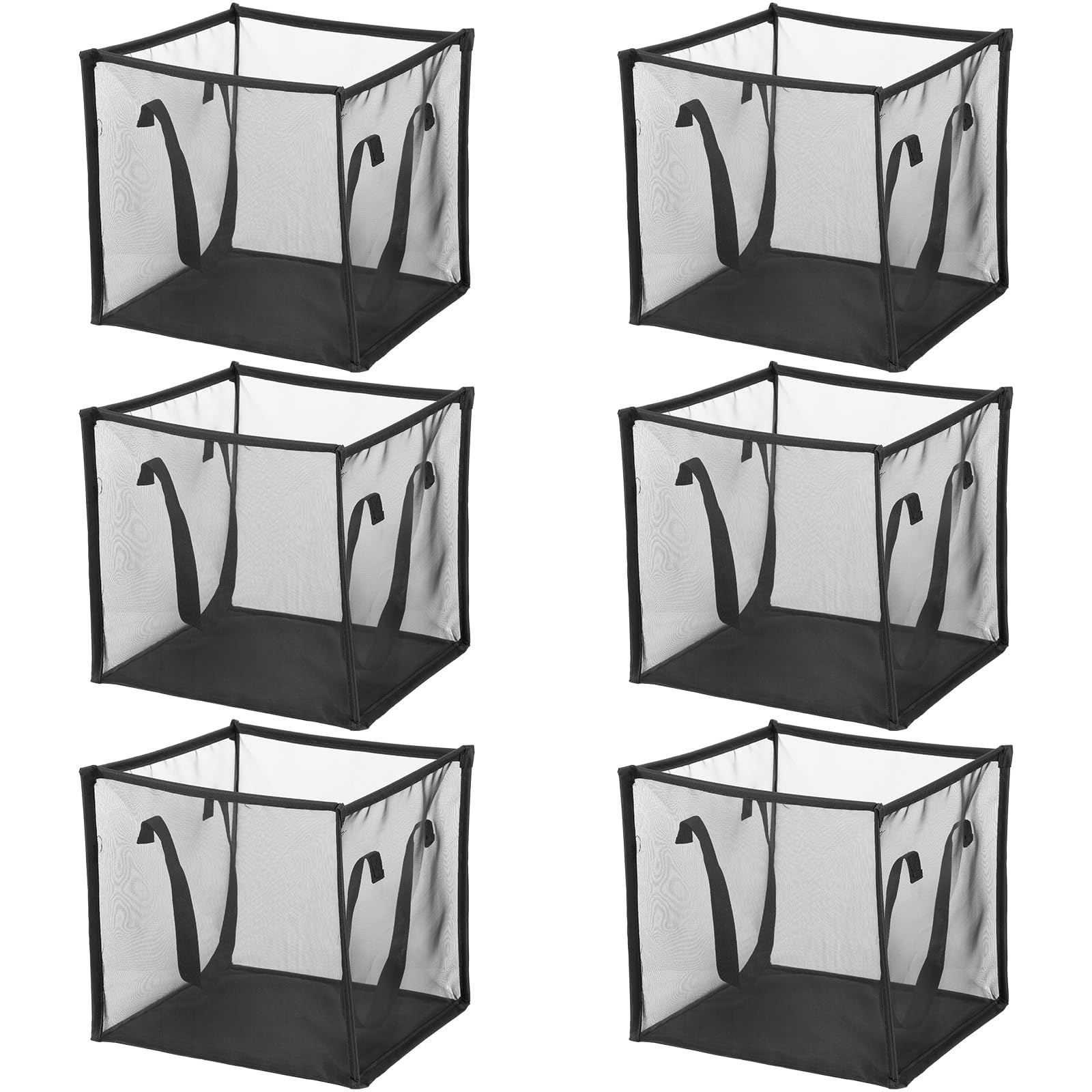 Paquete de 6 canastas plegables para la colada con asas, cestas de malla portátiles de una sola capa, plegables, cuadradas, para lavar, almacenamiento de juguetes