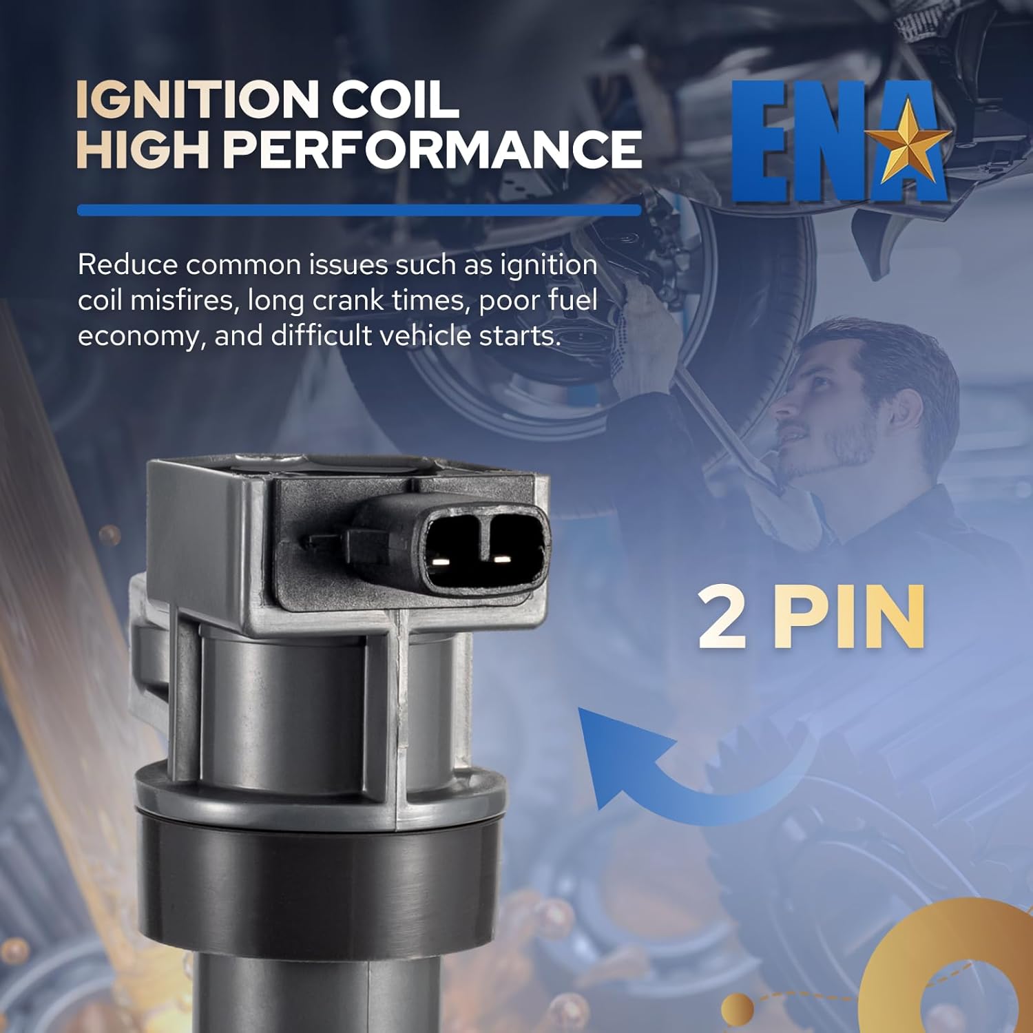 ENA Set of 4 Ignition Coil Compatible with Hyundai Kia Santa Fe Azera Sedona Sorento Genesis Veracruz Borrego Sonata Amanti Entourage Optima Magentis Replacement for UF546 5C1587 GN10560