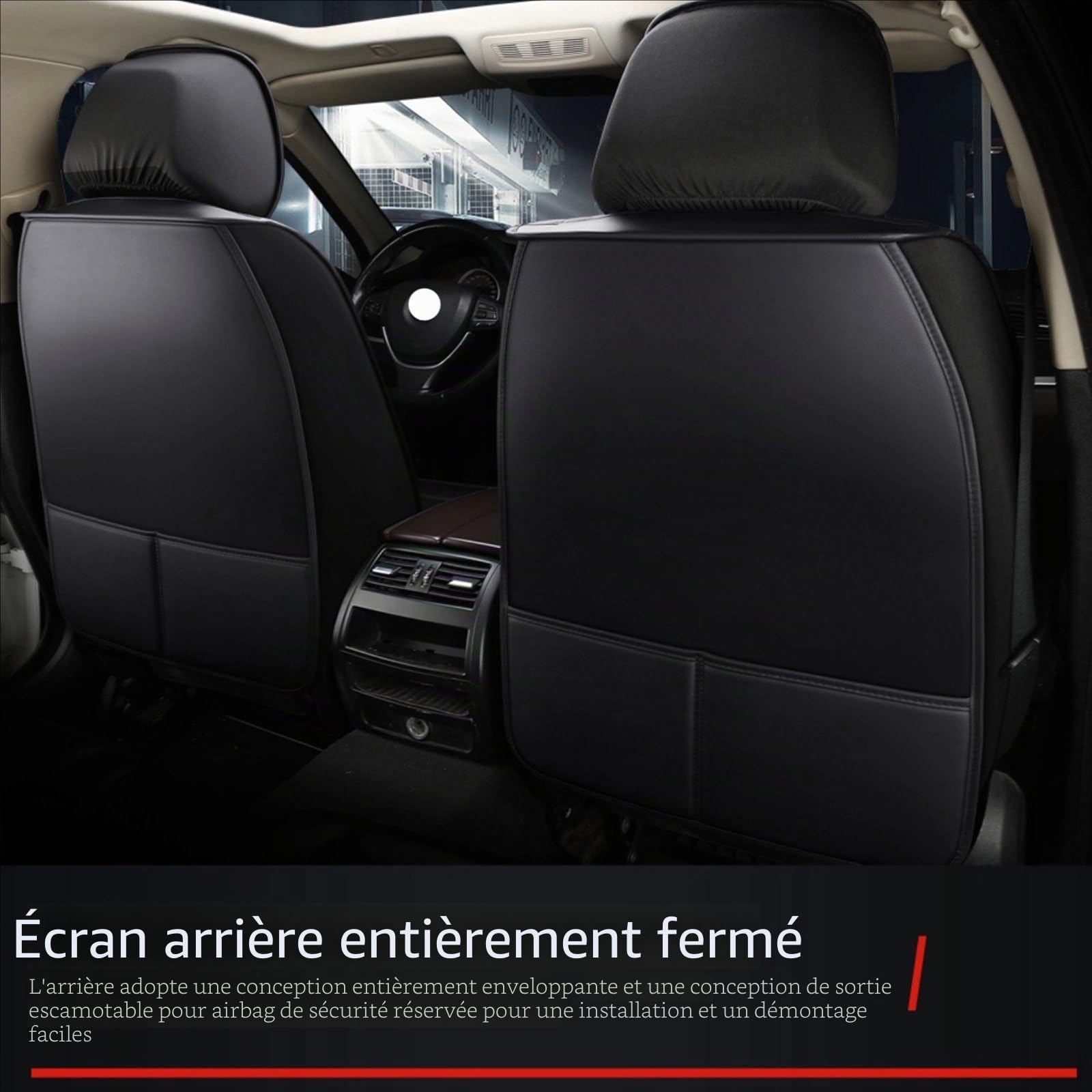 2 Housses de siège Auto, pour Toyota Hilux 2005-2025 Cuir PU imperméable Housses avec Poche Rangement Siège Résistant la poussière l'usure,C Black Red