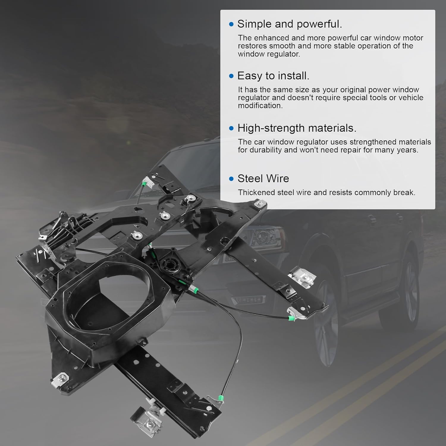 CARMOCAR Front Right Passenger Side Window Regulator Replacement for Ford Expedition & Lincoln Navigator 2007-2017 749-543