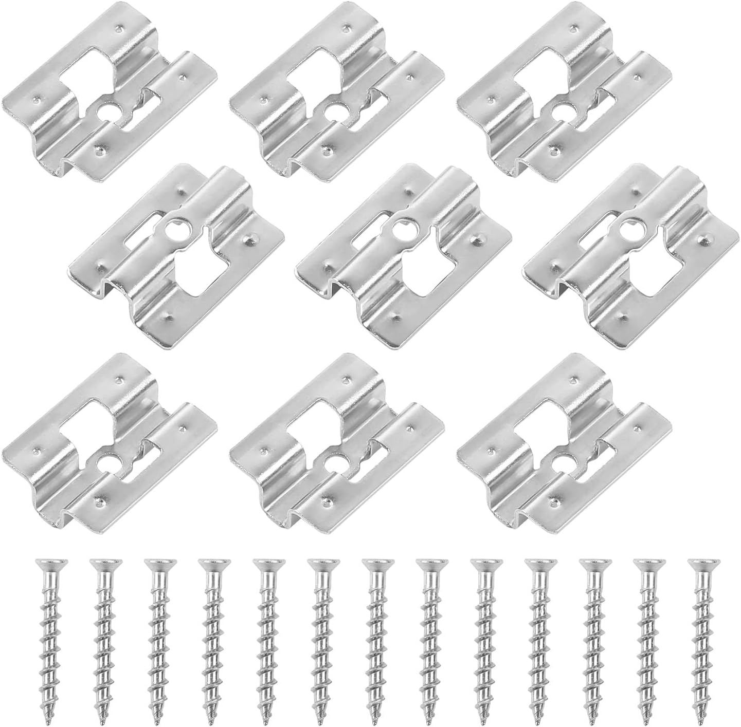 Pack of 100 Stainless Steel Patio Clips Stainless Steel Mounting Clips Hidden Spacer Clips with 100 Screws for WPC/BPC, Bamboo Wood Floor Closure